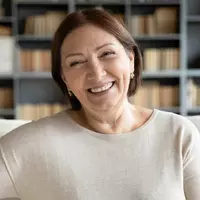 smiling woman in pharmacy